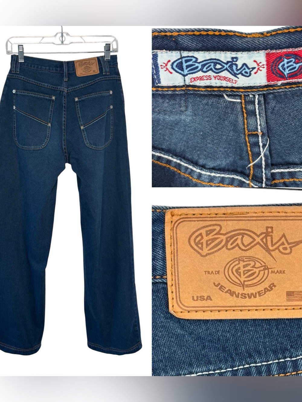Vintage 90’s BAXIS High-Rise Women's Jeans  Medium Blue, retro stitching 26-27”
